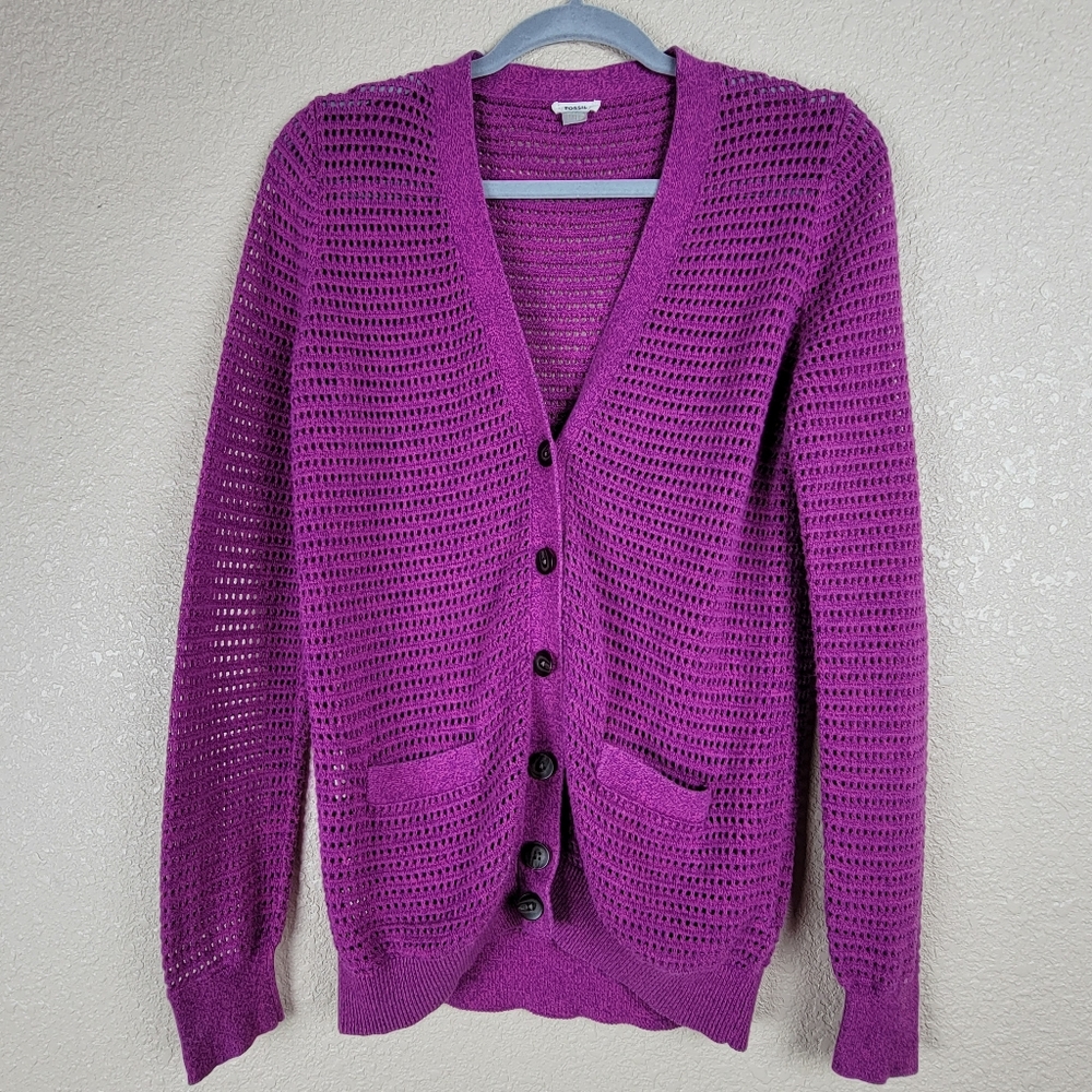 🔥SALE🔥 FOSSIL Sweater Cardigan Crochet look women S